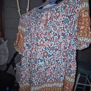 SHEIN Curve Floral Dress with Red and Blue